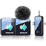 MENERESAS Wireless Lavalier Microphone for iPhone: Mini Microphone Noise Reduction - 328ft Transmission & 20H Battery Life for Video Recording, 3-in-1 Universal Camera & Android, Deep Grey