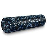 ProsourceFit High Density Foam Rollers 24 - inches long, Firm Full Body Athletic Massager for Back Stretching, Yoga, Pilates, Post Workout Trigger Point Release, Black/Blue