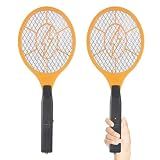Electric Fly Swatter Handheld Bug Zapper - Indoor Outdoor Zapping Racket for Pest Mosquito & Flies - Battery Powered Safe to Touch with 3-Layer Safety Mesh, Standard Size, Pack of 2
