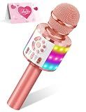 Creattop Kids Karaoke Bluetooth Microphone Toys for Girls Microphone Karaoke Machine with LED Light, Birthday Gift for Girls Boys 3 4 5 6 7 8 9 10 11 12 Year Old Kids Toys