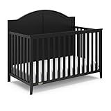 Graco Wilfred 5-in-1 Convertible Crib (Black) – GREENGUARD Gold Certified, Converts to Toddler Bed and Full-Size Bed, Fits Standard Full-Size Crib Mattress, Adjustable Mattress Support Base