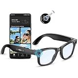 Mingtawn AI Smart Glasses 4K HD Camera, BT Call, 800W Anti-Shake Camera Glasses with Video Recording Dual Mic, Simultaneous Interpretation/GPT Identify Objects, 270mAh Blue Light Glasses（Blue）