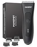 MANSPOT Manscape Groin & Body Hair Trimmer for Men, Electric Ball Pubic Trimmer Shaver,Manscape Kit with 4 Guard,Replaceable Ceramic Blade Heads,Waterproof Wet/Dry Shaver,90 Minutes Shaving