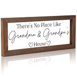 Yousoontic Grandparents Gift There's No Place Like Grandma & Grandpa's House Wooden Sign Farmhouse Home Decor Pregnancy Announcement Gift for Grandparents Thanksgiving Christmas(Dark Brown,11.8 Inch)