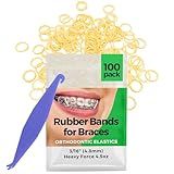 Orthodontic Rubber Bands for Braces - Premium Quality Elastic Teeth Rubber Bands for Braces, Fix Tooth Gaps, Dreadlocks, Includes Free Elastic Placer- Heavy Force 4.5 oz, 3/16 Inch, Natural (100 Pack)