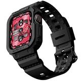 amBand Compatible for Apple Watch Band 41mm 40mm 38mm with Bumper Case, Rugged Men Women Bands for iWatch SE 3 SE2nd SE Series 9 8 7 6 5 4 3 2, Sport Military Protective Cases Drop-Proof, Matte Black