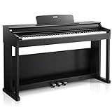 Donner DDP-100 88-Key Weighted Action Digital Piano for Beginner Bundle with Piano Keyboard Stand, Power Adapter, Triple Pedals, MP3 Function, USB-MIDI, 2 Headphone Jacks Black
