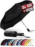 Windproof Travel Umbrella - Compact & Withstands Winds up to 85MPH, Strongest Premium Auto Folding Umbrella for Rain and Sun - Durable, Light & Portable for Women & Men, Fits Backpack & Cars