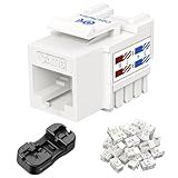 Cable Matters [UL Listed] 25-Pack 10Gbps Cat6 Keystone Jacks, RJ45 Keystone Jack, Ethernet Modular Jack in White with Punch-Down Stand for Patch Panel and Wall Plate