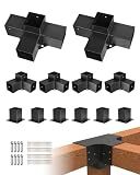 VEVOR Pergola Kit, 4x4 Inch Pergola Brackets for 3.5x3.5 Inch Wood Beams in Actual Dimension, 3-Way (4 Pcs) and 4-Way (2 Pcs) Gazebo Brackets with 6 Post Bases, for Outdoor Pergolas, Gazebos, Sheds