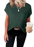 Dokotoo Womens Casual Spring Summer Shirts and Blouses for Women 2025 Fashion Trendy Pullover Sweater Tops T-Shirts 3/4 Sleeve Tunic Tops Loose Shirts Green Large
