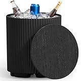 FONTOI Outdoor Cooler Side Table, 2 in 1 Ice Chest Side Table,as Cooler Side Table,Cooler Table for Patio, Parties Picnics, Beach, Black