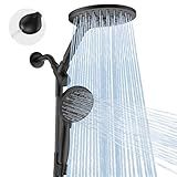 MakeFit Dual Handheld Shower Head Combo, 2-in-1 Rain Shower Heads System 8 Inch Rainfall Shower Head and 10 Modes High Pressure Hand Held Showerhead with Built-in Power Wash