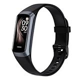 Fitness Tracker with 24/7 Blood Oxygen Heart Rate and Sleep Monitor,IP68 Waterproof,1.10''AMOLED Touch Color Screen,Step Counter Health Activity Trackers for Women Men (Black)