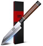 SHAN ZU 3.75 Inch Japanese Paring Knife, 9 Layers 10Cr15MoV High Carbon Steel Small Kitchen Knife, Ultra Sharp Fruit Sashimi Knife with Red Sandalwood Handle, Gifts for Women & Men