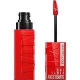 Maybelline Super Stay Vinyl Ink Longwear No-Budge Liquid Lipcolor Makeup, Highly Pigmented Color and Instant Shine, Red-Hot, Fire Engine Red Lipstick, 0.14 fl oz, 1 Count