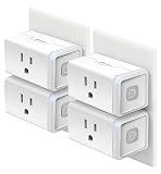 Kasa Smart Plug HS103P4, Smart Wi-Fi Outlet, Touch Actuator, Works with Alexa, Echo, Google Home, No Hub Required, 15 Amp, UL Certified, 4-Pack, White