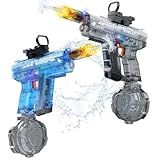 Vmiya Electric Water Gun 2 Pack for Adults and Kids, Light Up Automatic Squirt Gun Watergun, 800CC Large Capacity, 26-33 FT Long Range, Summer Outdoor Beach Pool Party Toy Gift