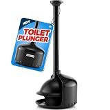 FORASTO Toilet Plunger with Holder - Heavy Duty Bathroom Cleaning Tools