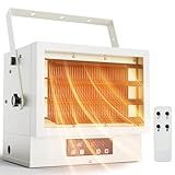 EUHOMY Electric Garage Heater, 7500 Watt with Remote Control & 9 Hour Timer, Overheat Protection Etl Compliant Wall Heater for Garage, Workshop, Warehouse, 240V, Ceiling Mounted