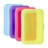 Amazon Basics 4-Pack Large Pencil Cases - Durable Plastic School Supply Pencil Box - Multi-Color Student Organization Cases for Office, College & Classroom Supplies