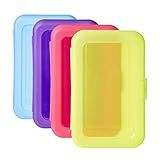 Amazon Basics 4-Pack Large Pencil Cases, Storage Organizer, Durable Plastic School Supply Box, Multi-Color Student Organization for Office, College & Classroom Supplies