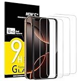 NEW'C 3 Pack Designed for iPhone 16 Pro, iPhone 17, 17 Pro Screen Protector (6.3 inches), Enhanced Tempered Glass Protection with easy installation tool included, Case Friendly