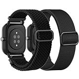 TUCOMO Braided Stretchy Nylon Watch Bands Compatible with Amazfit Active2/GTS/GTS 2/GTS 2 mini/GTS 2e/GTS 3/GTS 4/GTS 4 mini, Loop Elastic Fabric Straps for Amazfit Bip U Pro/Bip 3 Pro/Bip Women Men