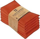 Utopia Kitchen Orange Cloth Napkins [12 Pack, 18x18 Inch] Absorbent Cotton Blend Washable and Reusable for Halloween, Thanksgiving, Dinner, Restaurant, Lunch, Wedding and Hotel