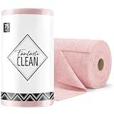 Fantasticlean Microfiber Cleaning Cloth Roll -75 Pack, 12" x 12" (Pink)