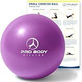 ProBody Pilates Ball Small — 9 Inch Small Exercise Ball (Purple) | Anti-Burst PVC, Latex-Free, Clinic Grade, Between-Knees Stabilizer, Postpartum & Rehab, Straw Inflator, Yoga Ball Small