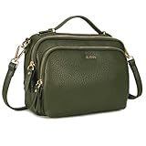 GLITZALL Multi Pockets Crossbody Bags for Women Small Top Handle Purse Satchel and Medium Pocketbooks with Soft Vegan Leather, Green