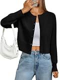 LILLUSORY Cropped Lightweight Cardigan Sweaters Women Black S