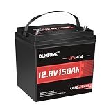 dumfume 12V 150Ah Max LiFePO4 Battery, IP65 Waterproof 100A BMS