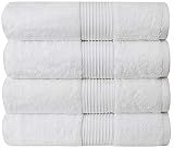 Luxury Oversized Bath Towels | 650 GSM, 34" x 56" | Hotel Quality, Soft & Highly Absorbent | Quick Dry, Thick, Combed Cotton Bathroom Towels | White - 4 Pack
