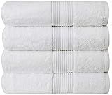 Luxury Oversized Bath Towels | 650 GSM, 34" x 56" | Hotel Quality, Soft & Highly Absorbent | Quick Dry, Thick, Combed Cotton Bathroom Towels | White - 4 Pack