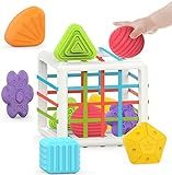 MINGKIDS Montessori Toys for 1 Year Old, 6 Pc Multi Sensory Shape, Toddler Developmental Learning Birthday Gifts, Baby Toys 12 Month