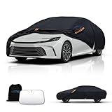 Tozaroa Waterproof Car Cover All-Weather, Heavy-Duty Outdoor Full Exterior Automobiles Snow Cover for Sedan 186-193 inch with Sun Visor,Zippered & Storage Bag - Black