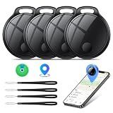 Air Tracker Tags-4 Pack: Smart Bluetooth Tracker, Compatible with Apple Find My APP (iOS Only) Replaceable Battery, IP67 Waterproof, Suitable for Luggage, Wallets, Backpacks, Keys Tracking Tag, Black