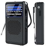 AM FM SW 3 Band Pocket Radio, Portable Battery Operated Shortwave Radio, Back Clip Transistor radios with 3.5mm Earphone Jack, Emergency LED Flashlight for Camping, Home