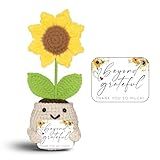 MagicArtCanvas Crochet Sunflower Plush Thank You Gift – “Beyond Grateful” Appreciation Gift with Message Card, Cute Positive Affirmation Decor for Coworkers, Teachers & Friends