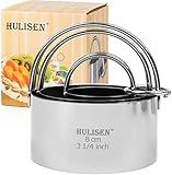 HULISEN Biscuit Cutter Set (3 Pieces/Set), Stainless Steel Round Cookies Cutter with Handle, Professional Baking Dough Tools, Gift Package