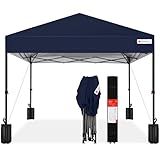 Best Choice Products 10x10ft Pop Up Canopy Tent, Outdoor Shade, 1 Person 1 Minute Set Up, Carry Case, 4 Weight Bags - Navy Blue