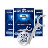 Oral-B Glide Ultra Deep Clean Floss Picks, Removes Food and Plaque, Cool Mint Flavor, 75 Count, Pack of 3