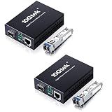 A Pair of Gigabit Single Mode LC Fiber Media Converter, with 2 Pcs SFP LX Modules, 1.25G/s Fiber to Ethernet Converter, 1000Base-LX to 10/100/1000base-TX, SFP to RJ45, SMF, 1310nm, up to 20km