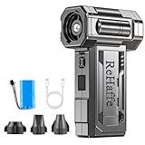 Compressed Air Duster - 130000RPM Mini Cordless Electric Duster with 2 Rechargeable Batteries, 4-Speed Adjustable with LED Light & 3 Nozzles Air Dust Blower for Computer Keyboard/Car/Home/Outdoor