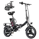 Windone S14 Electric Bike for Adults, Max 19MPH Speed & 28 Miles Range (PAS), 500W Peak Motor and Lightweight & Portable, Dual Shock Absorbers Electric Bicycle, 14" Foldable ebike for Adults and Teens