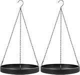 PIKAMAO Plant Hanger Indoor Outdoor, Hanging Planter Baskets for Outdoor Indoor Plants, Hanging Plant Holder Tray for Plants, Metal Window Plant Hanger, Black Hanging Plant Shelf, 2 Pack