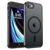 SUPFINE Magnetic for iPhone SE Case 2022 (3rd)/2020 (2nd), iPhone 8 Case (Compatible with MagSafe) (Military Grade Drop Protection) Slim Translucent Matte Phone Case,Black