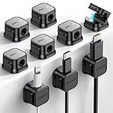 9 Pack Magnetic Cable Clips [Cable Smooth Adjustable] Cord Holder, Under Desk Cable Management, JOYROOM Adhesive Wire Holder Keeper Organizer for Home Office Desk Phone Car Wall Desktop Nightstand